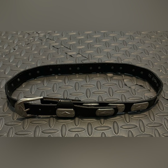 Vintage Black Top Grain Leather Belt Silver Concho 30 Unisex Rodeo Western South - Picture 1 of 7